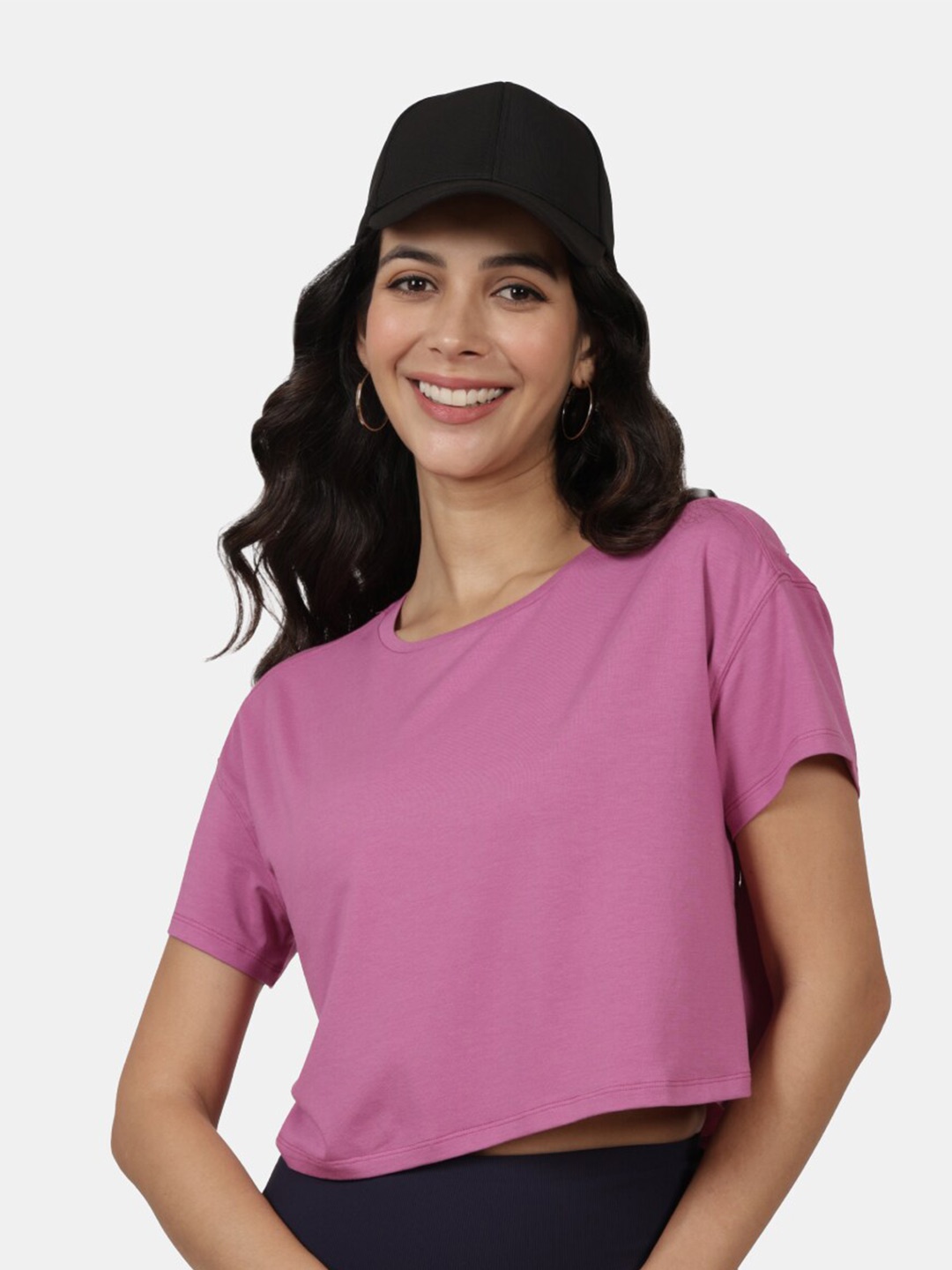 

Blissclub Moisture Wicking Boxy Cotton Crop T-shirt, Purple