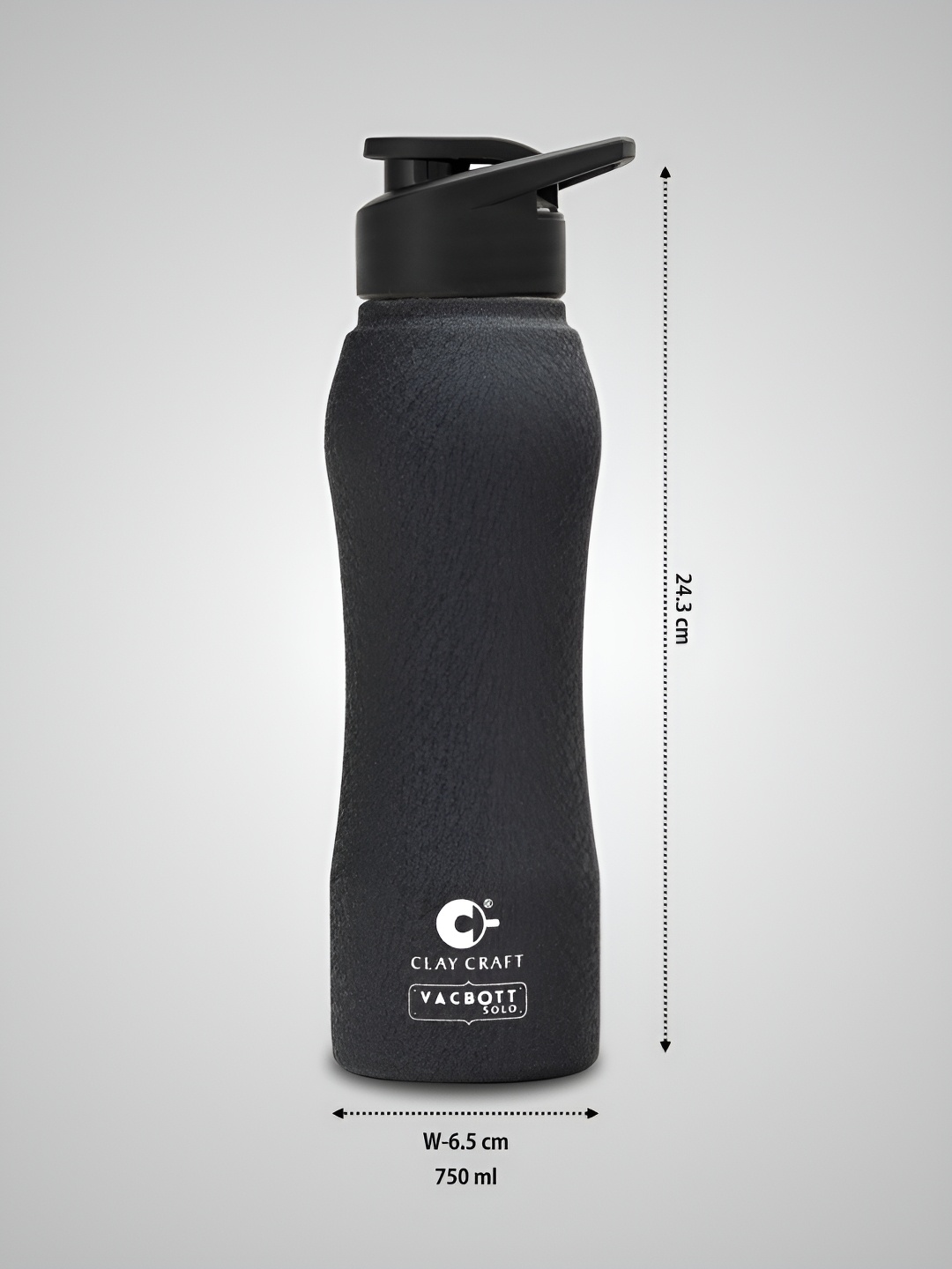 

Clay Craft Vacbott Neo 750Ml Single-Wall Stainless Steel BIS Approved Water Bottle, Black