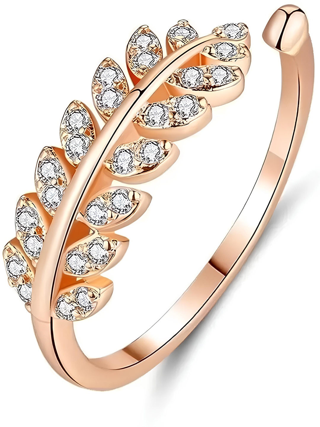 

KARISHMA KREATIONS Rose Gold-Plated CZ-Studded Adjustable Finger Rings