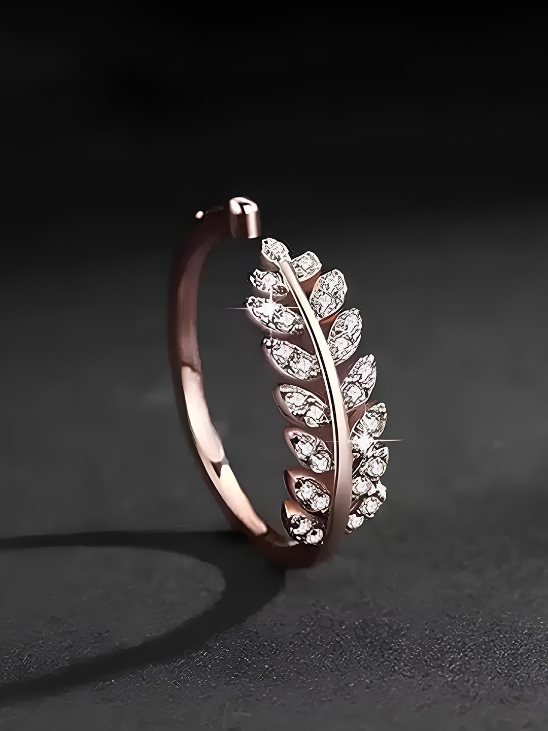 

KARISHMA KREATIONS Rose Gold-Plated Cubic Zirconia-Studded Adjustable Finger Rings