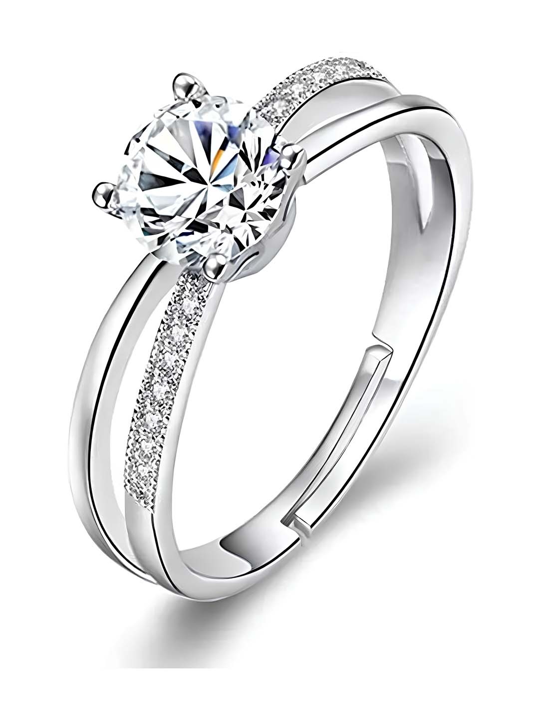 

KARISHMA KREATIONS Silver-Plated CZ-Studded Adjustable Finger Rings