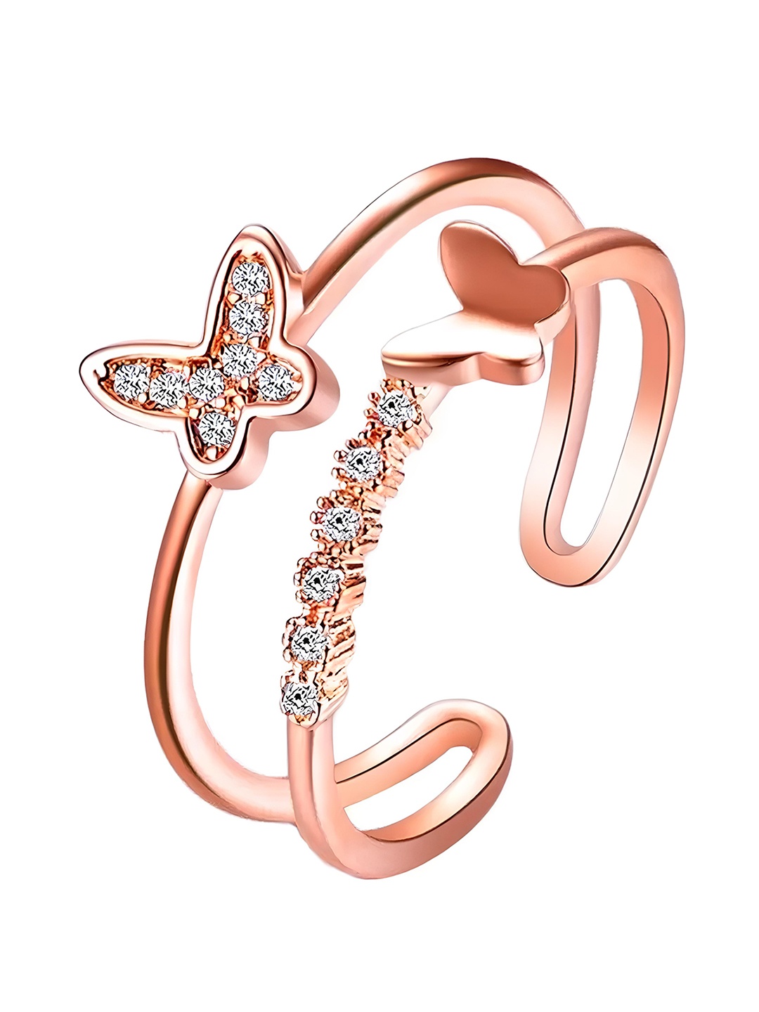 

KARISHMA KREATIONS Rose Gold-Plated CZ-Studded Adjustable Finger Rings