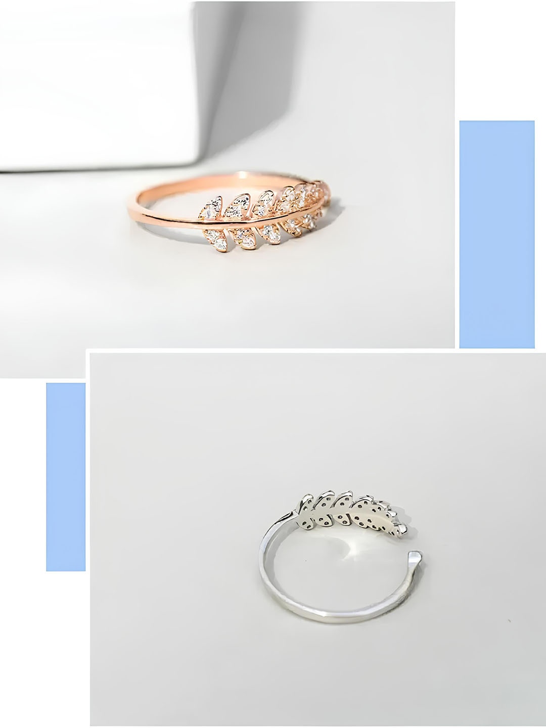 

KARISHMA KREATIONS Rose Gold-Plated CZ-Studded Adjustable Finger Rings