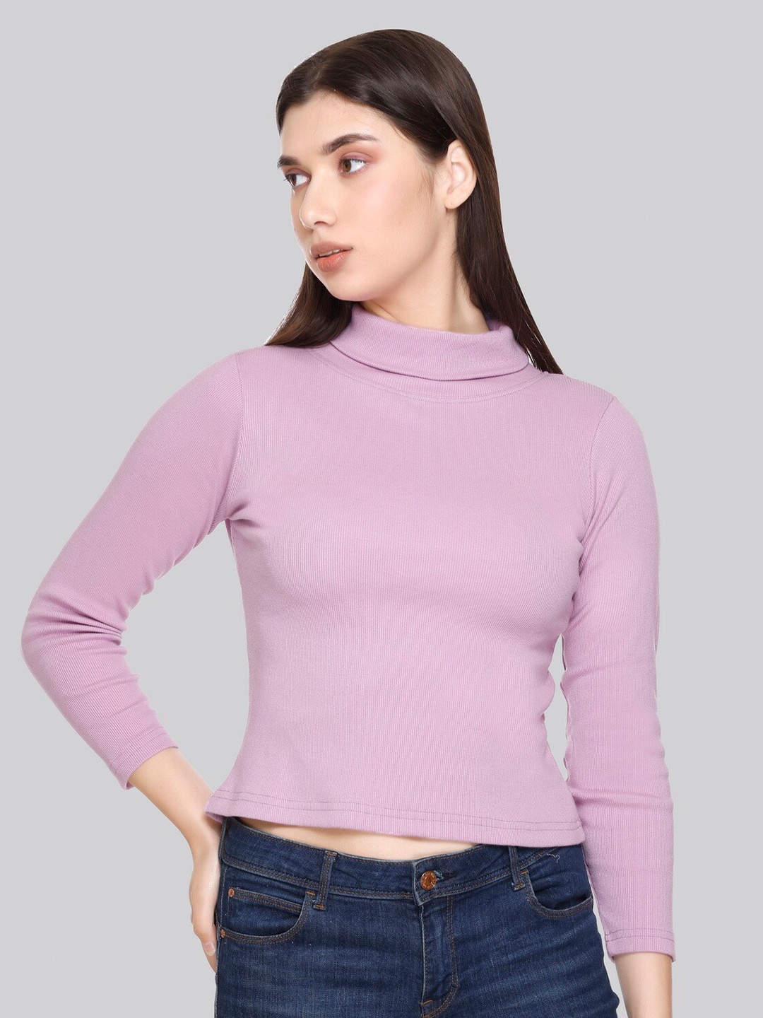 

PLUSH PUSH THE FASHION Turtl Neck Fitted Top, Mauve