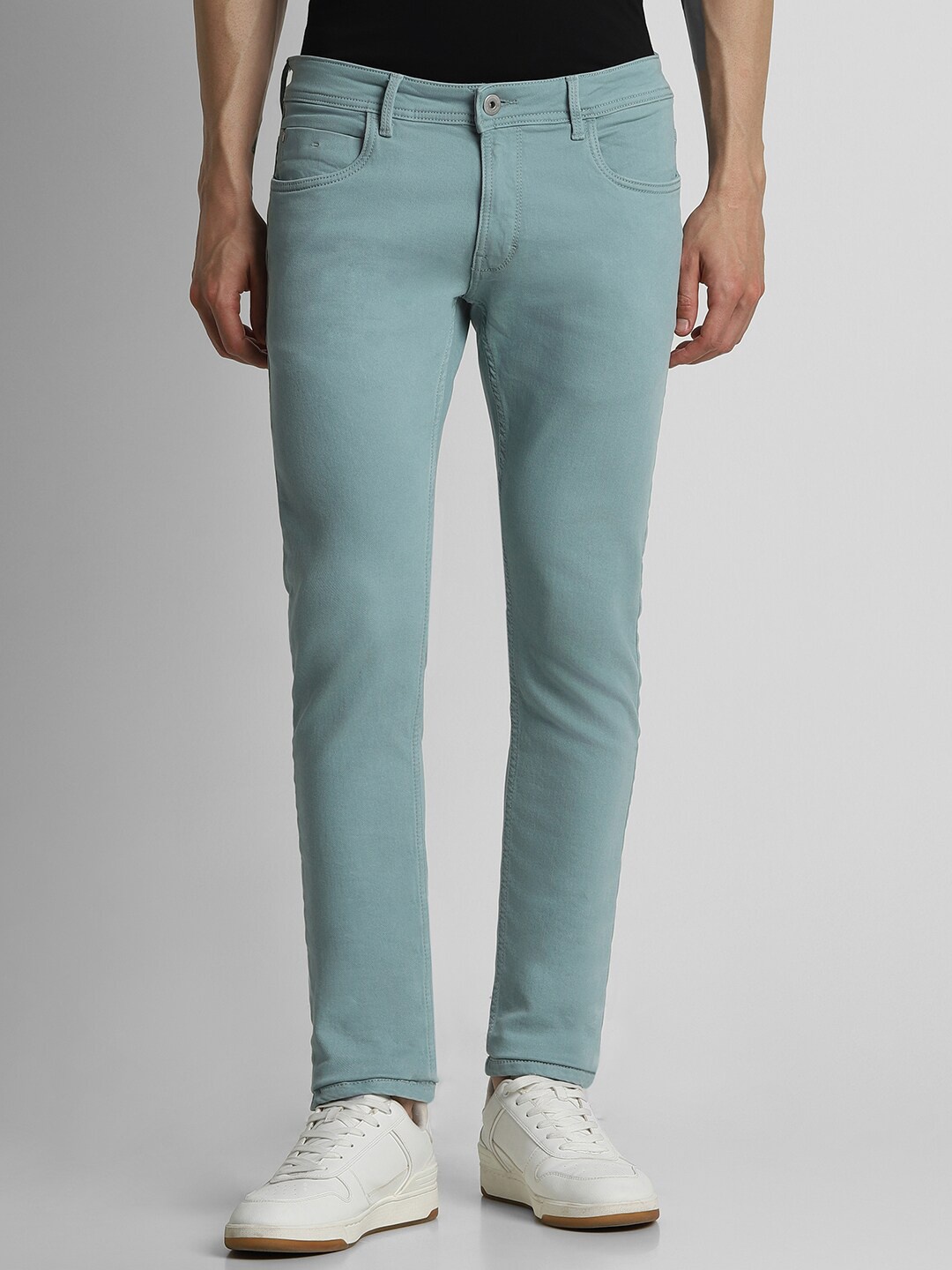 

Peter England Casuals Men Skinny Fit Clean Look Stretchable Jeans, Green