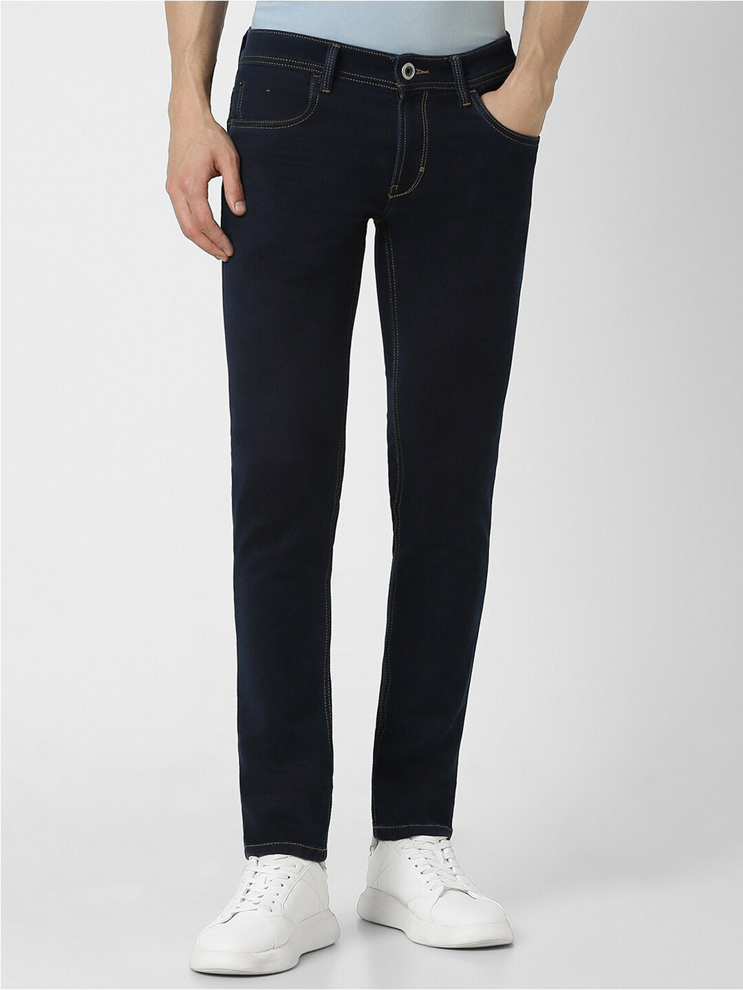 

Peter England Casuals Men Skinny Fit Clean Look Stretchable Jeans, Navy blue