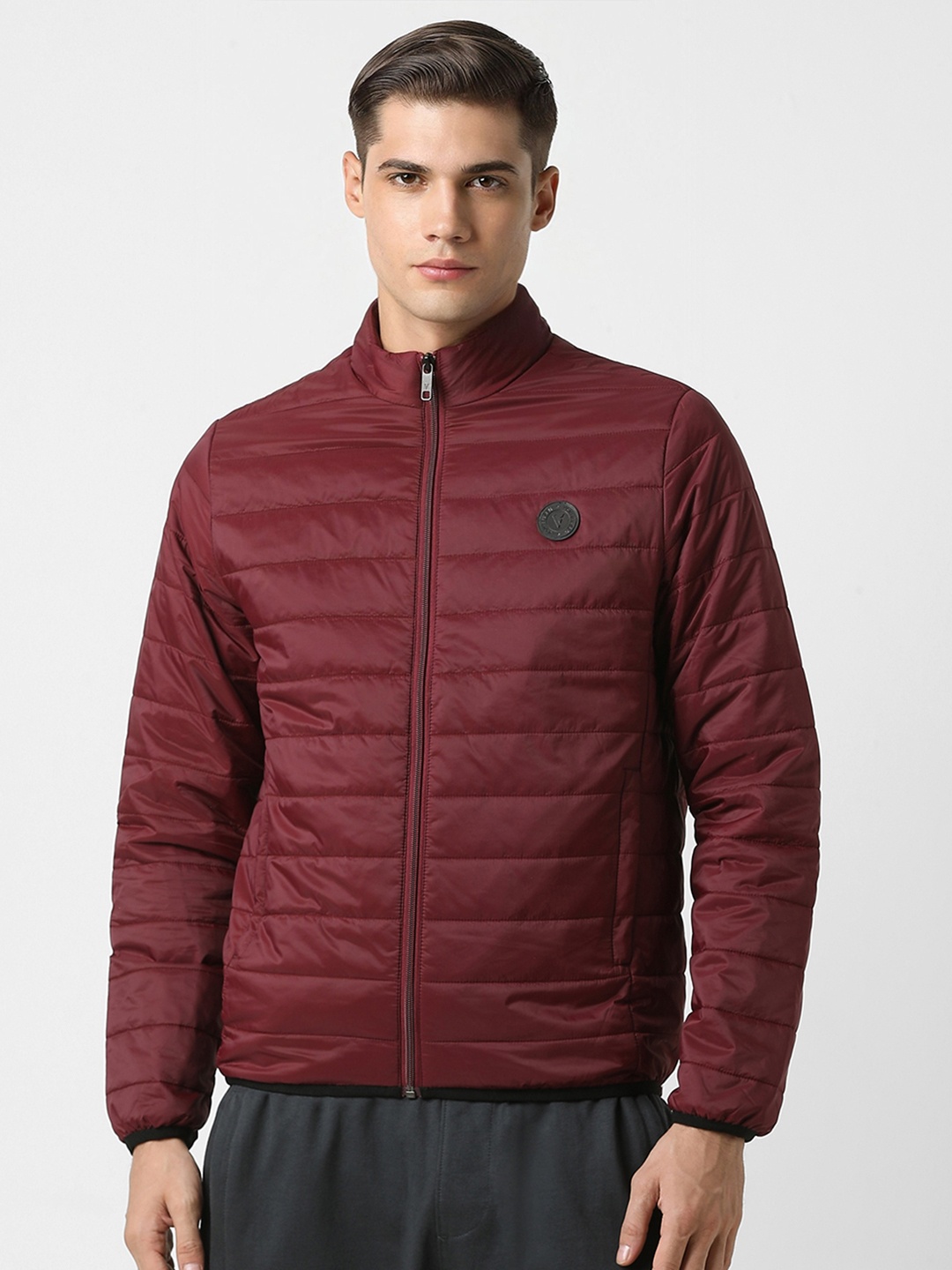 

Van Heusen Flex Mock Collar Long Sleeves Padded Jacket, Maroon
