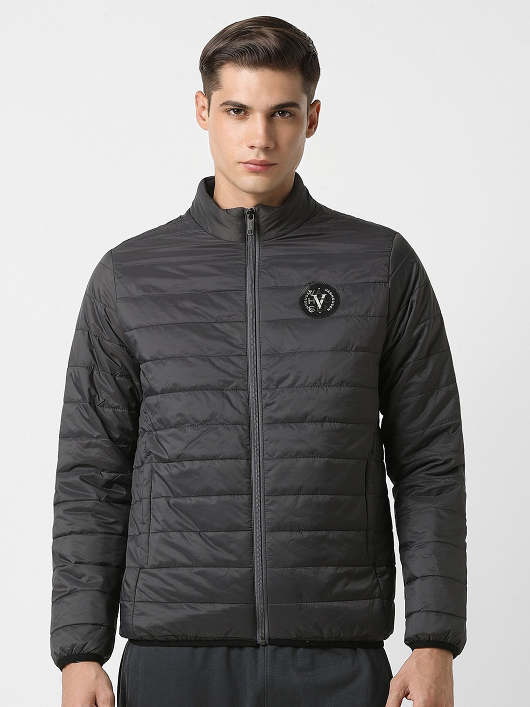 

Van Heusen Flex Mock Collar Long Sleeves Padded Jacket, Grey