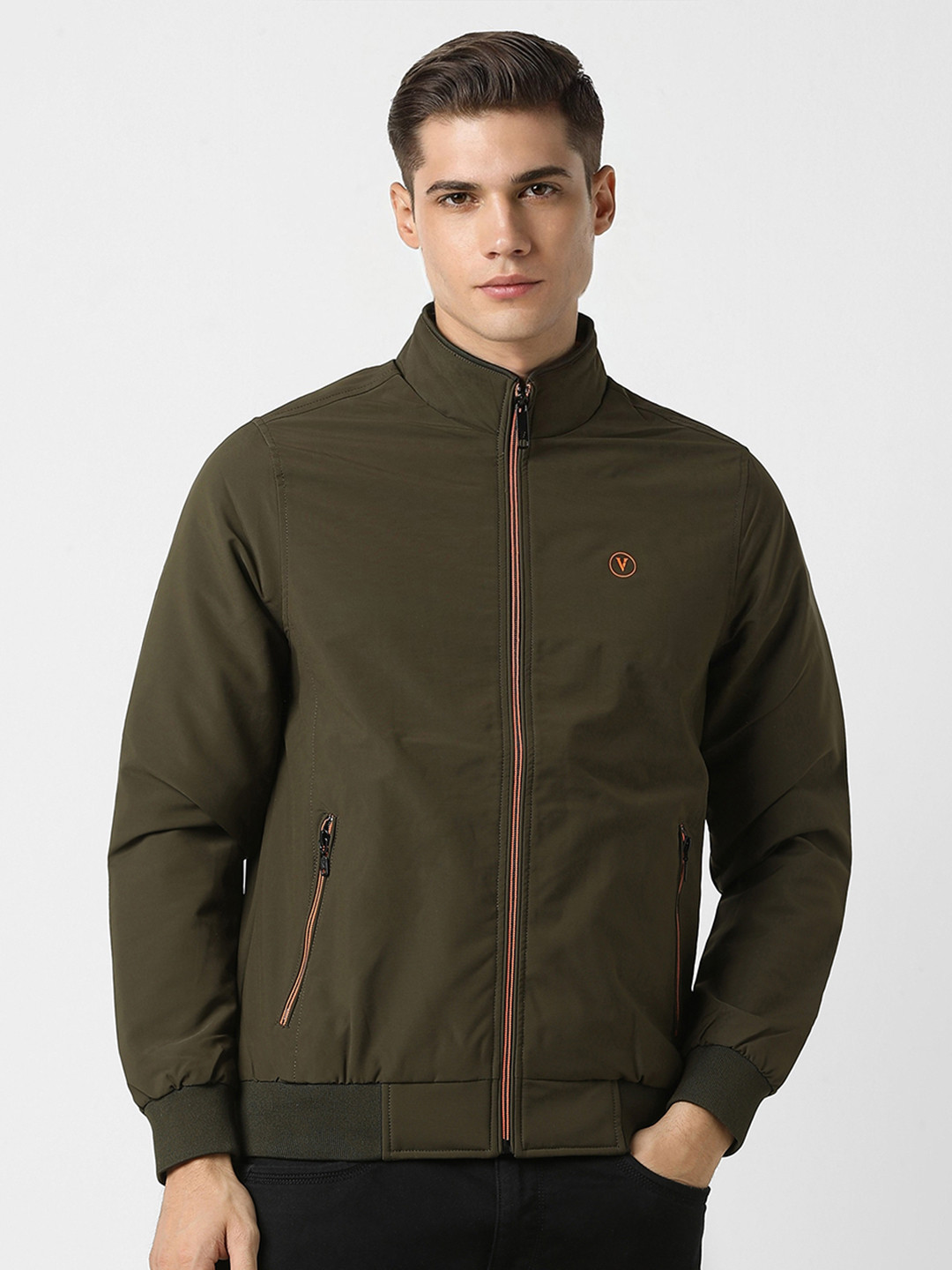 

Van Heusen Sport Mock Collar Pure Cotton Bomber Jacket, Green