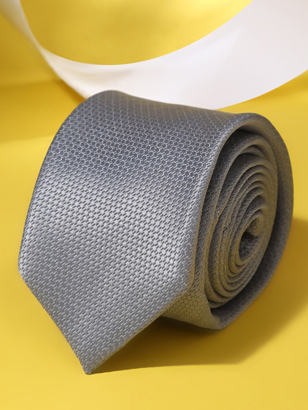 

Louis Philippe Men Woven Design Skinny Tie, Grey