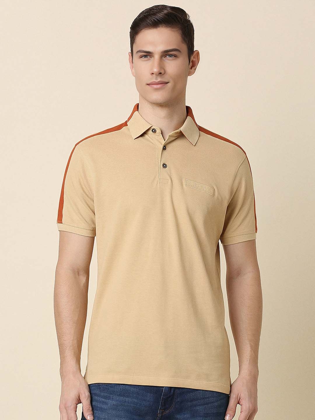 

Allen Solly Polo Collar Cotton T-shirt, Beige