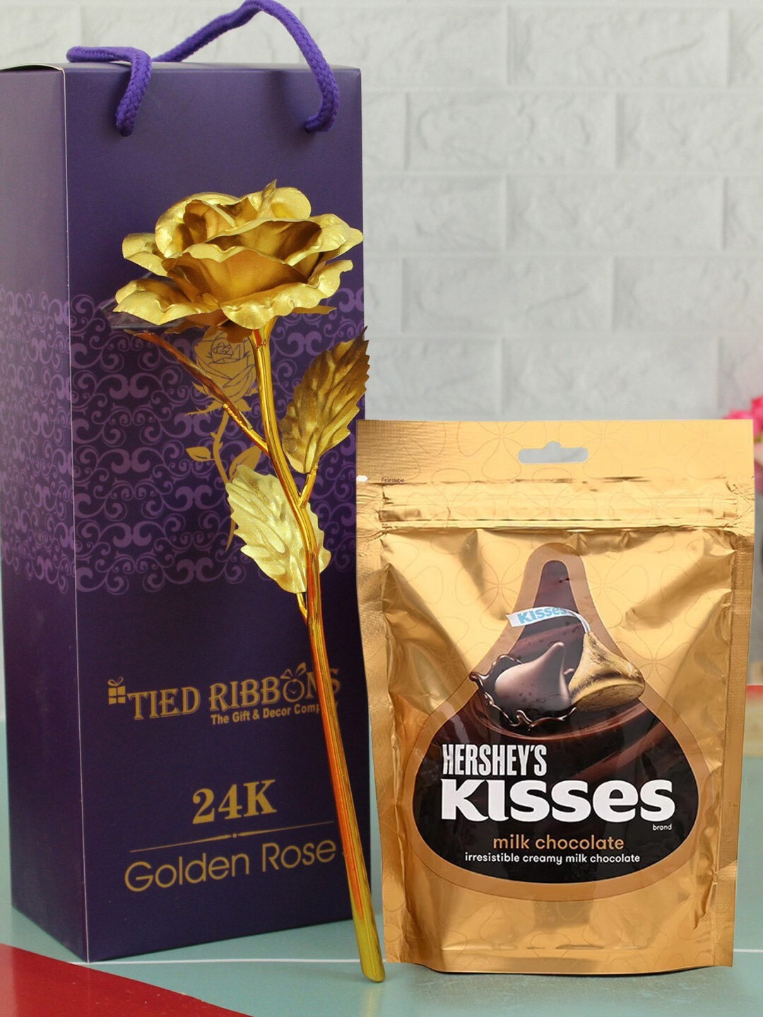 

TIED RIBBONS Valentine Day Gift Chocolates With Artificial Rose, Blue