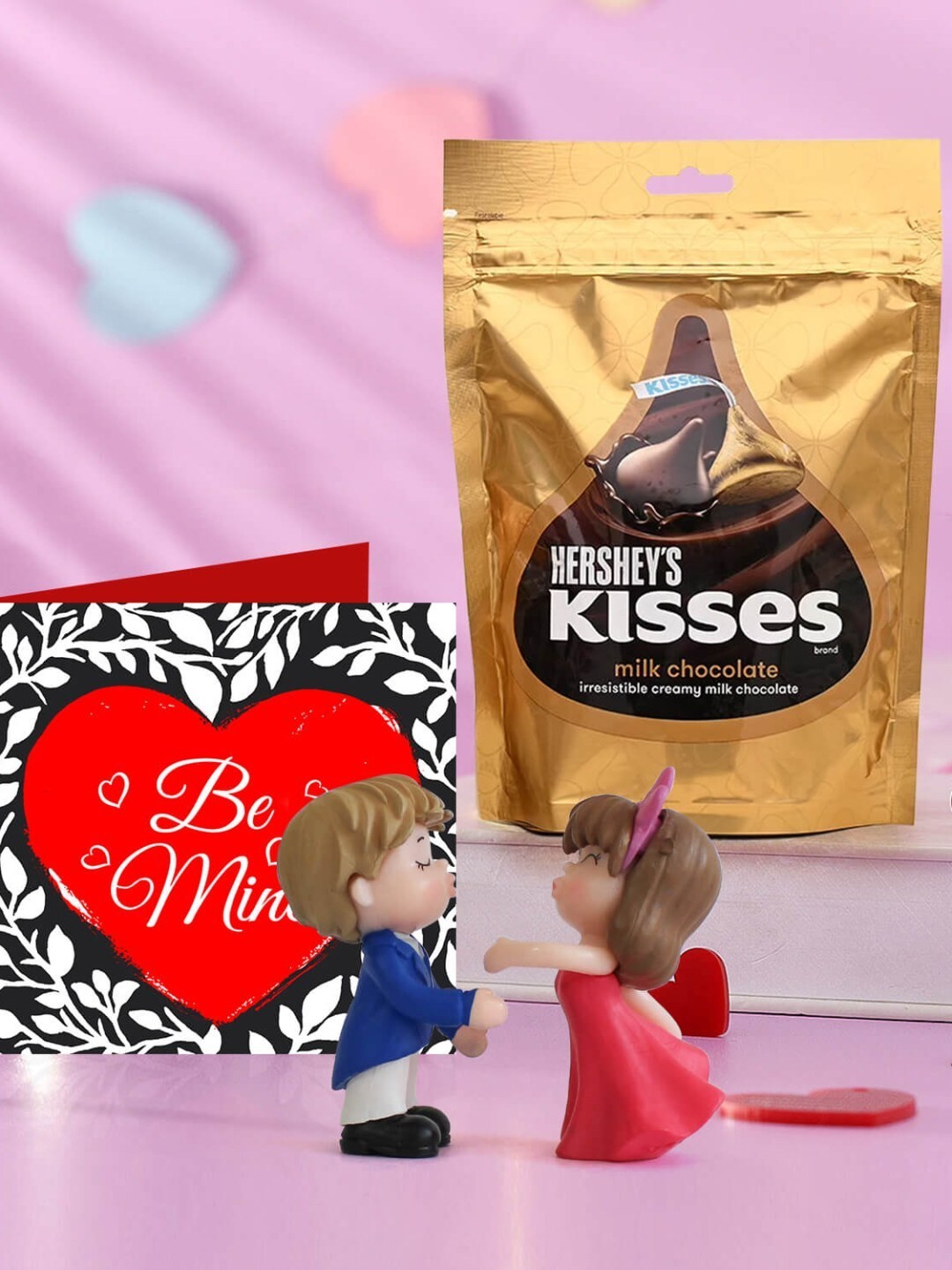 

TIED RIBBONS Valentine Day Gift Chocolates with Couple Statue Combo, Red