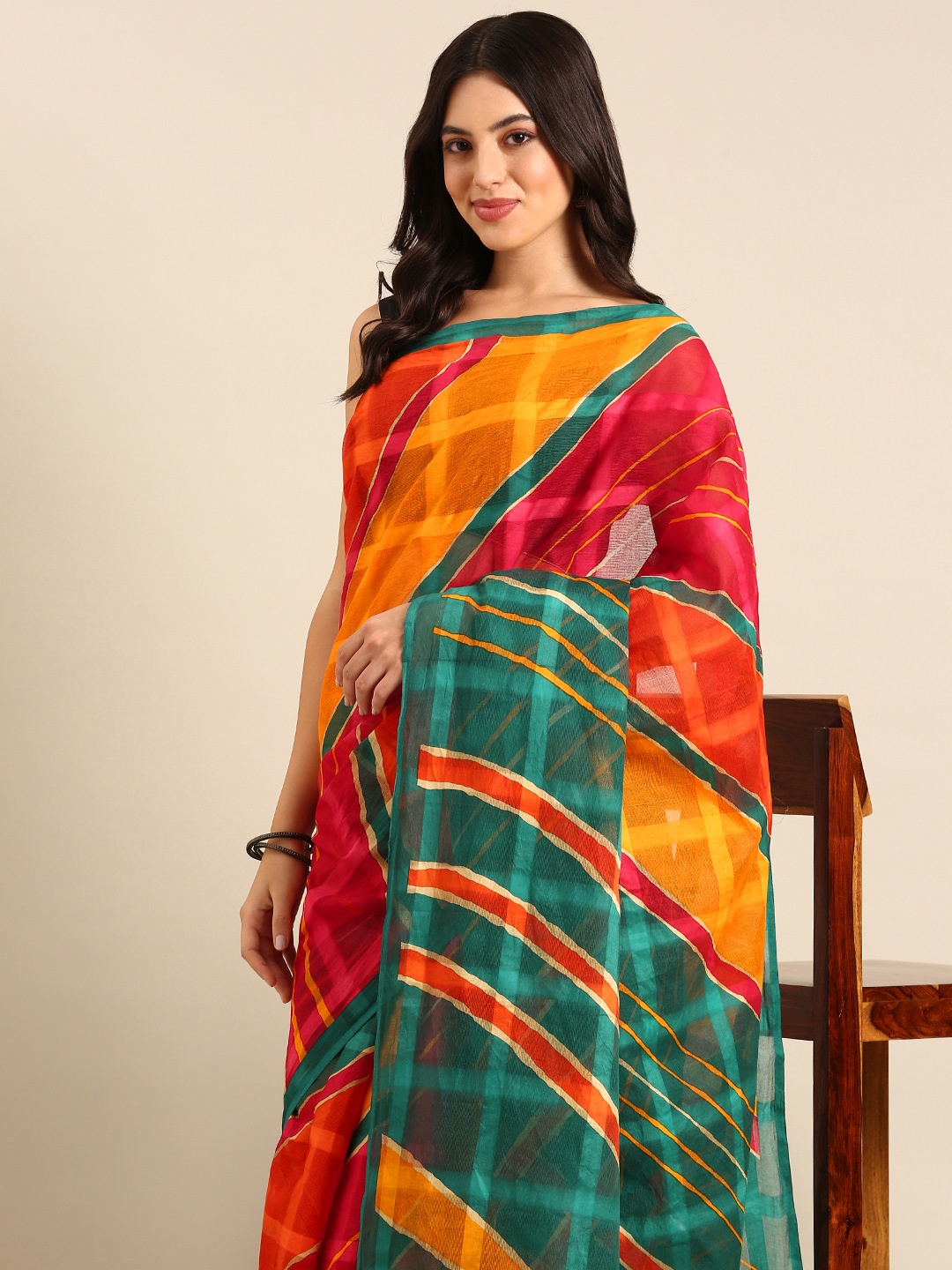 

SHANVIKA Leheriya Pure Cotton Saree, Multi