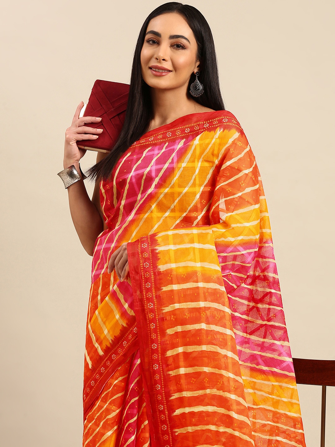 

SHANVIKA Leheriya Pure Cotton Saree, Multi