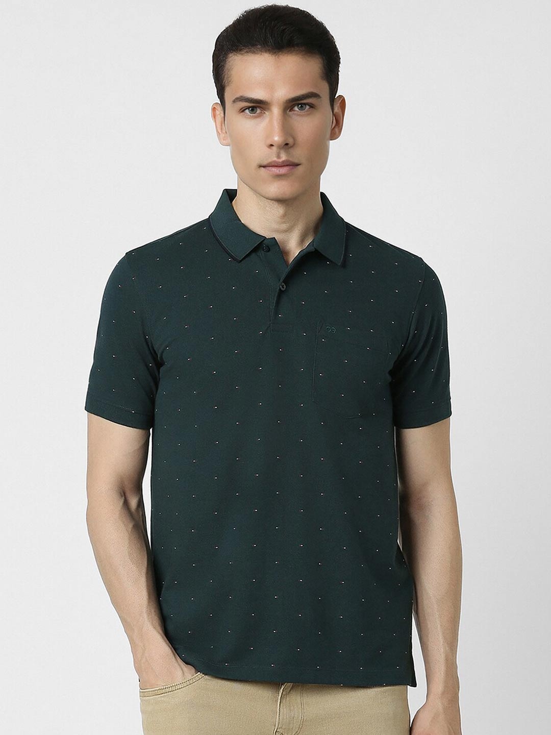 

Peter England Printed Polo Collar Regular Fit T-shirt, Green