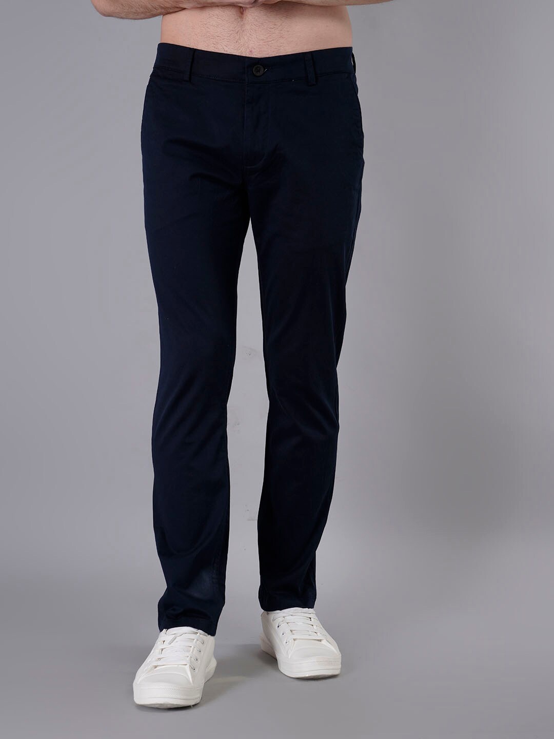 

TIM PARIS Men Relaxed Easy Wash Stretchable Cotton Chinos Trousers, Navy blue