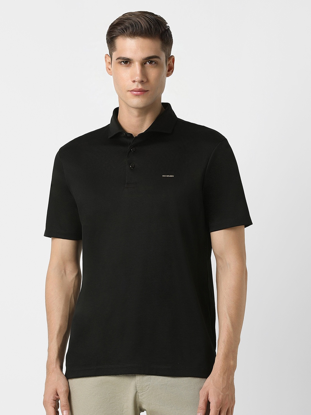 

Van Heusen Polo Collar Pure Cotton T-shirt, Black
