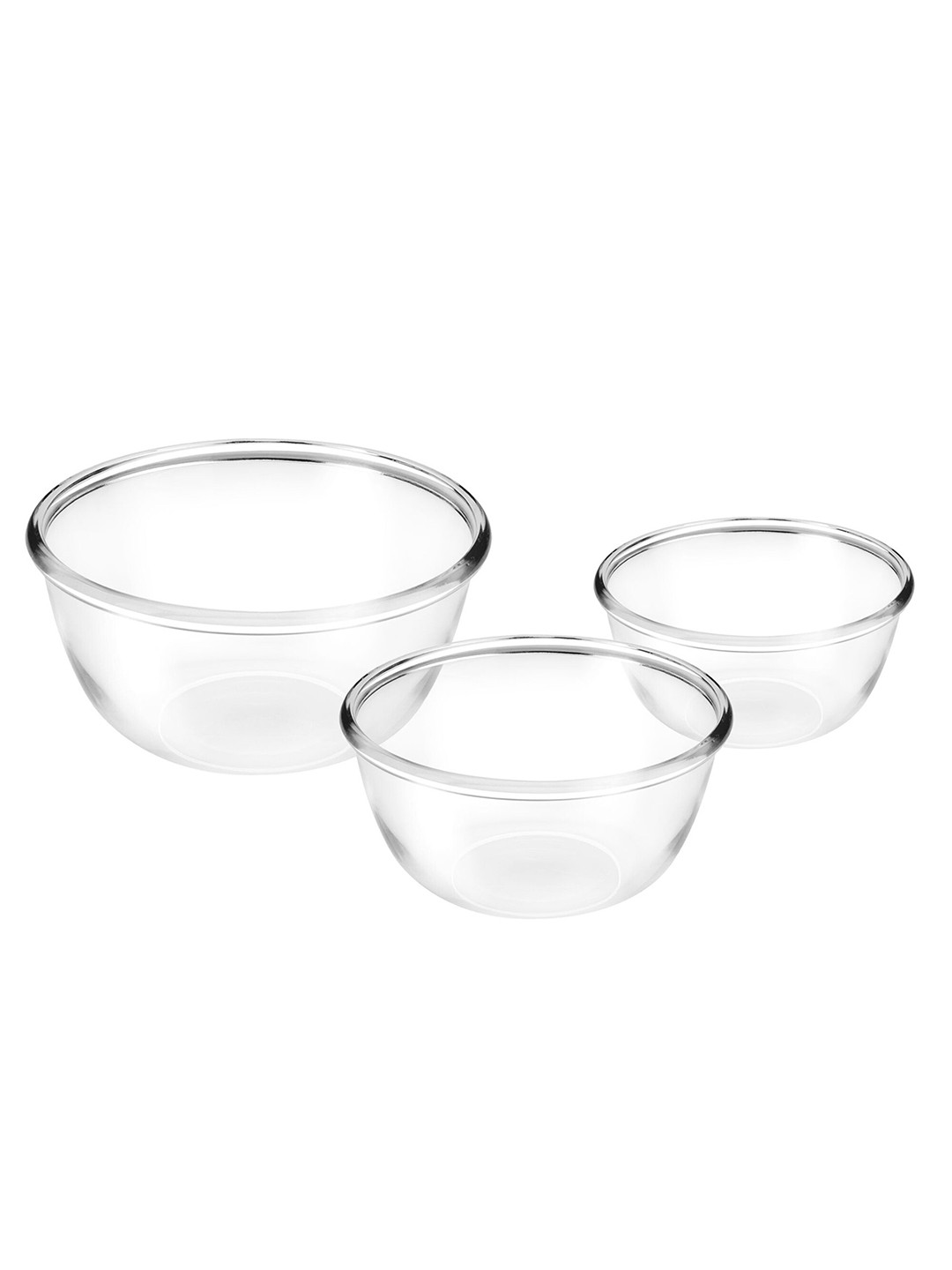 

Treo Borosilicate Transparent Set of 3 Mixing Bowl with Microwavable Lid