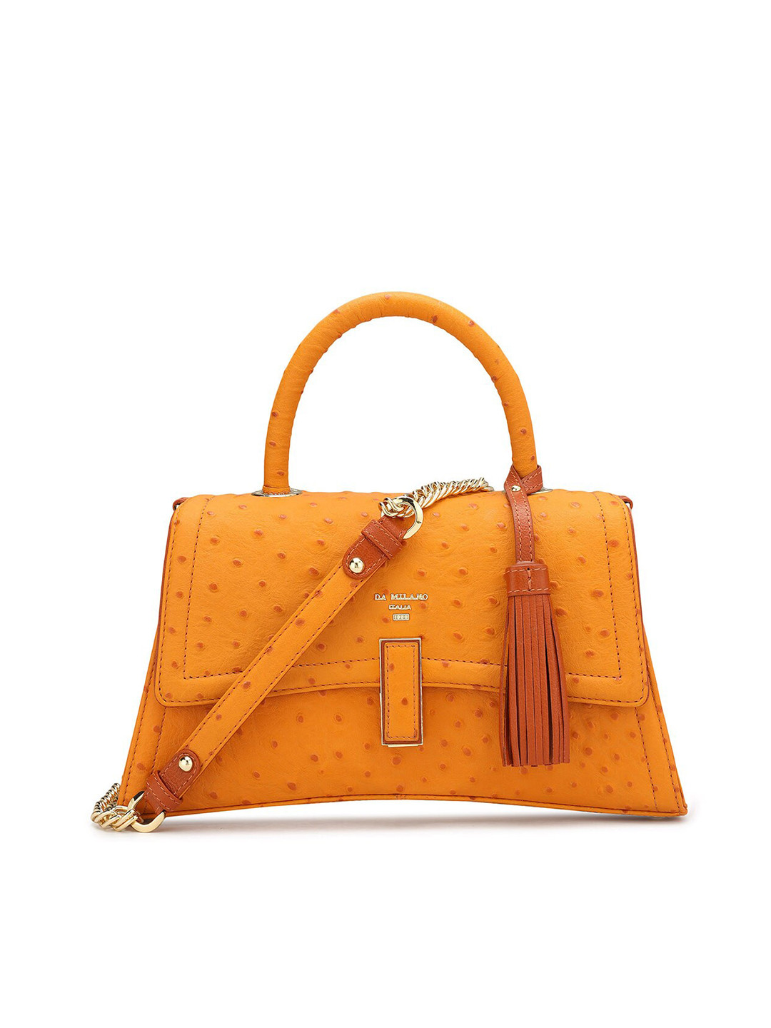 

Da Milano Textured Leather Structured Satchel, Orange