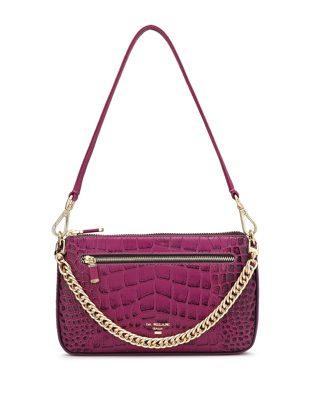 

Da Milano Animal Textured Leather Structured Shoulder Bag, Magenta