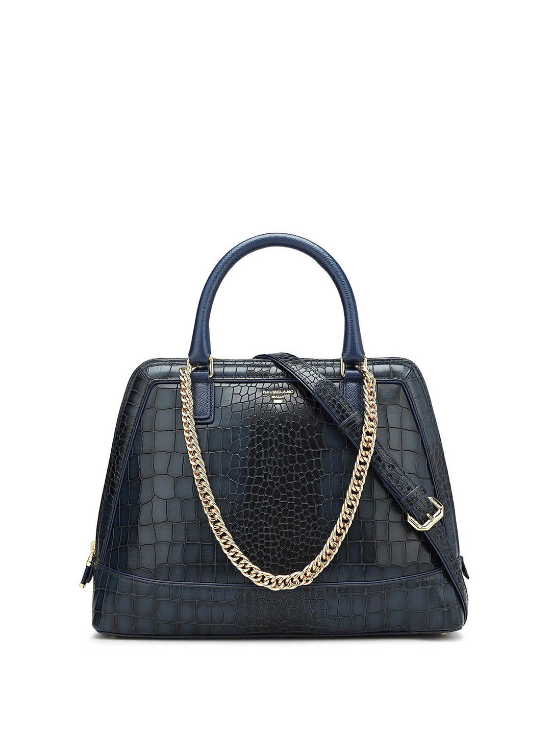 

Da Milano Animal Textured Leather Structured Handheld Bag, Blue
