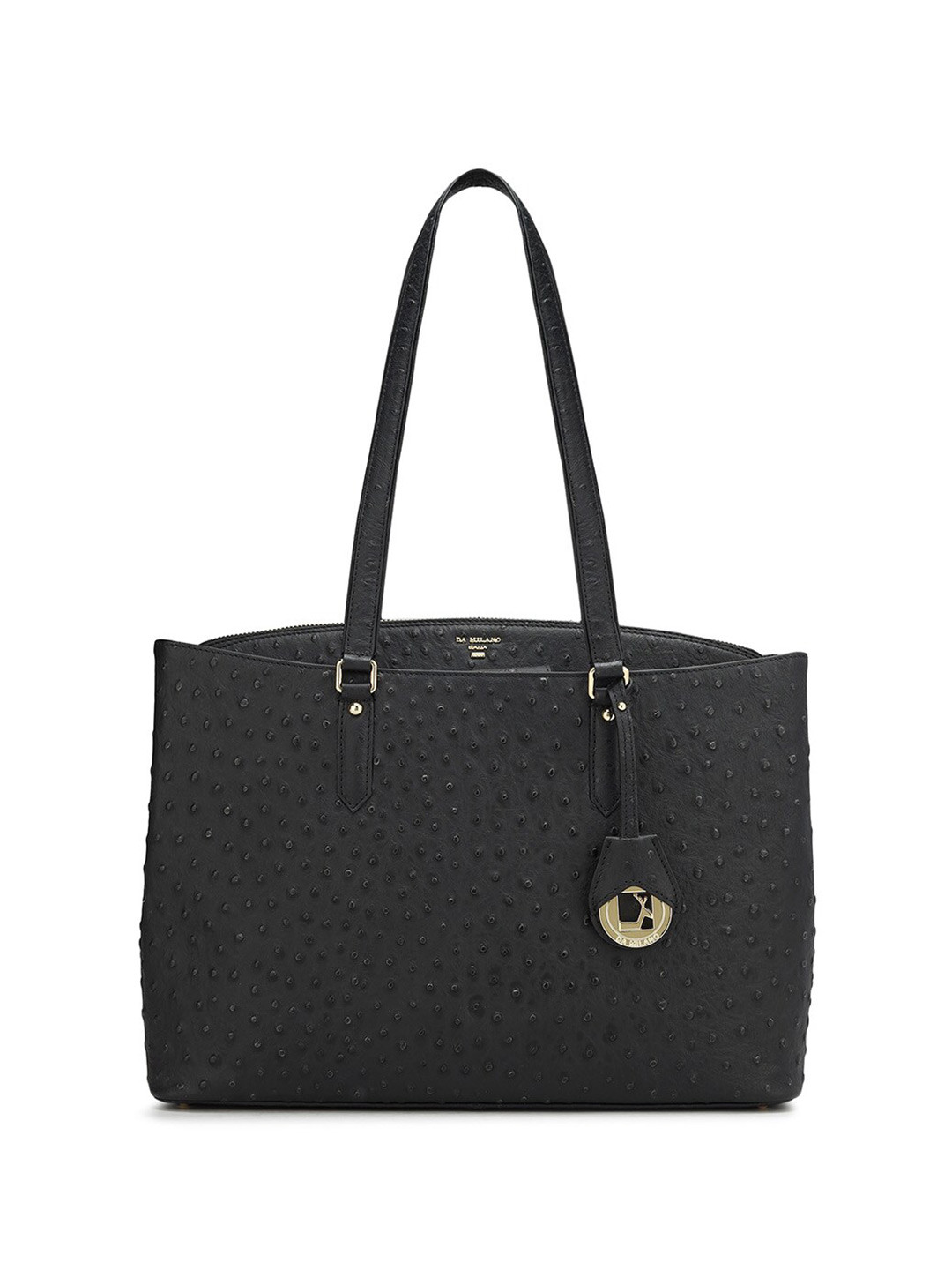 

Da Milano Textured Leather Structured Shoulder Bag, Black
