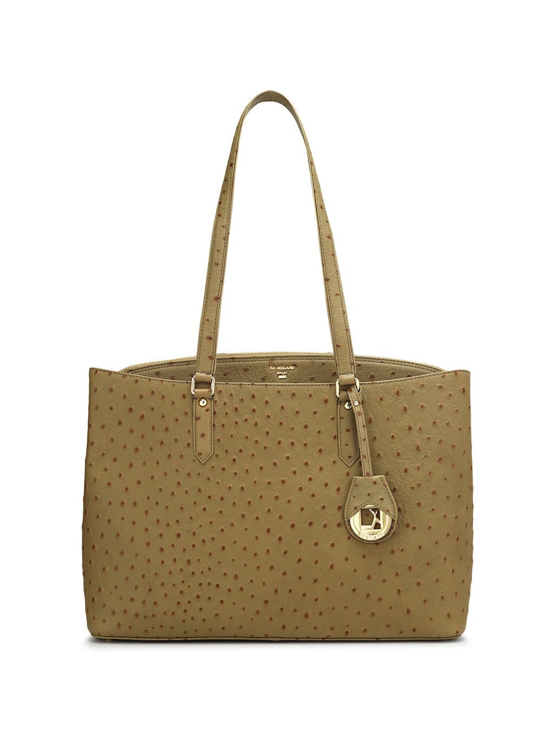 

Da Milano Textured Leather Structured Shoulder Bag, Green