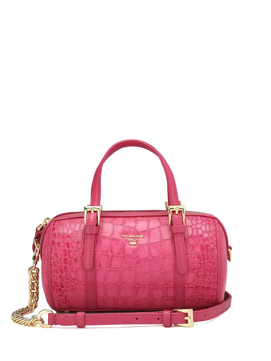 

Da Milano Textured Leather Structured Handheld Bag, Magenta