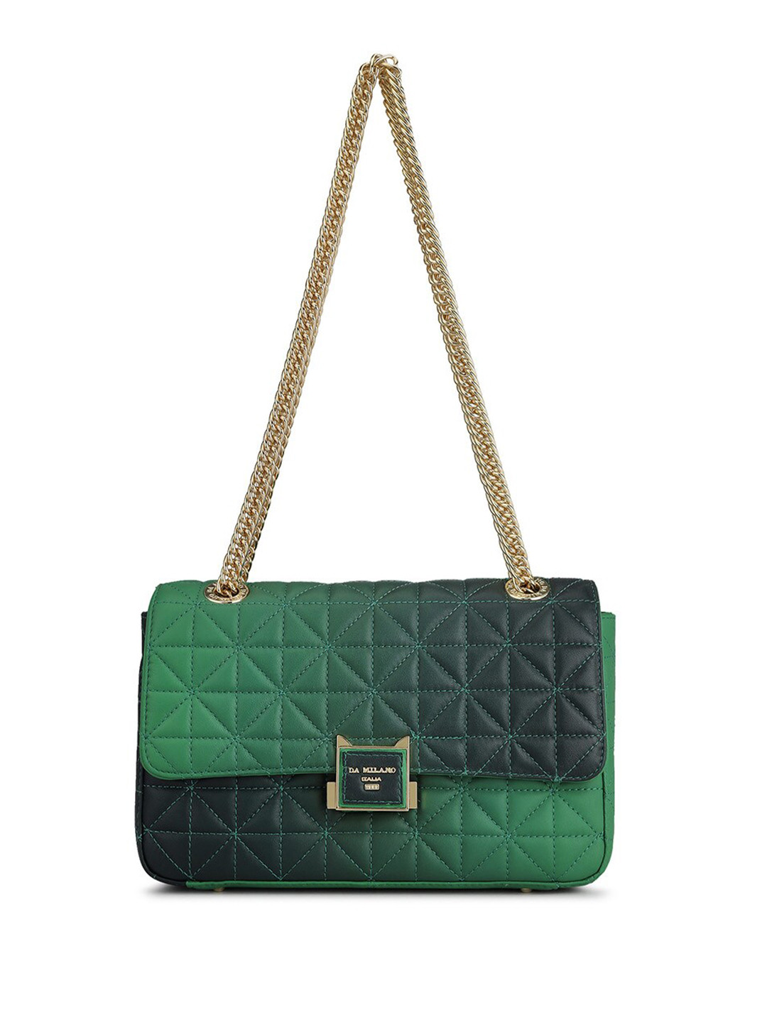 

Da Milano Quilted Detailed Leather Structured Shoulder Bag, Green
