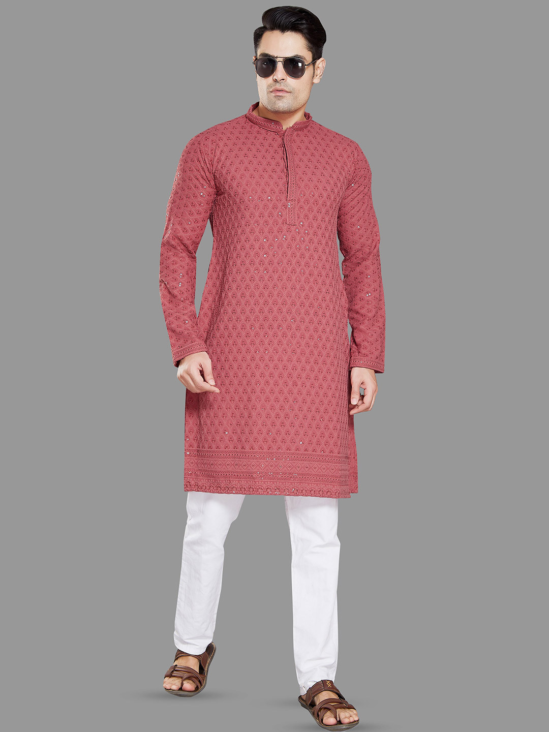 

Rani Saahiba Ethnic Motifs Embroidered Straight Kurta, Peach