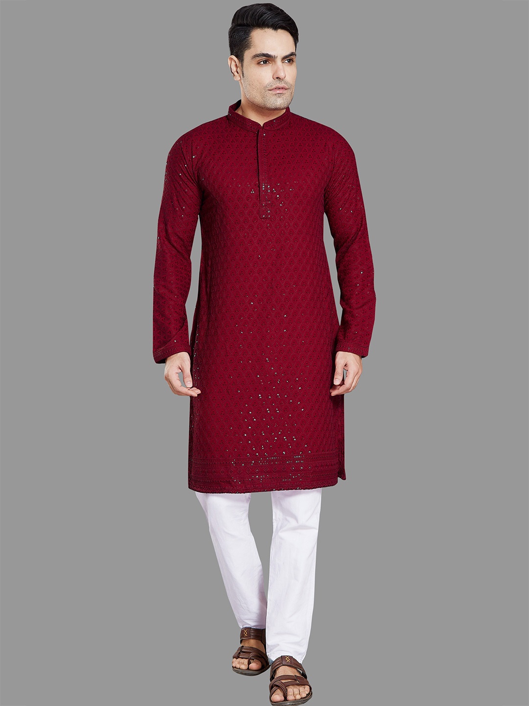 

Rani Saahiba Embellished Sequinned Kurta, Maroon