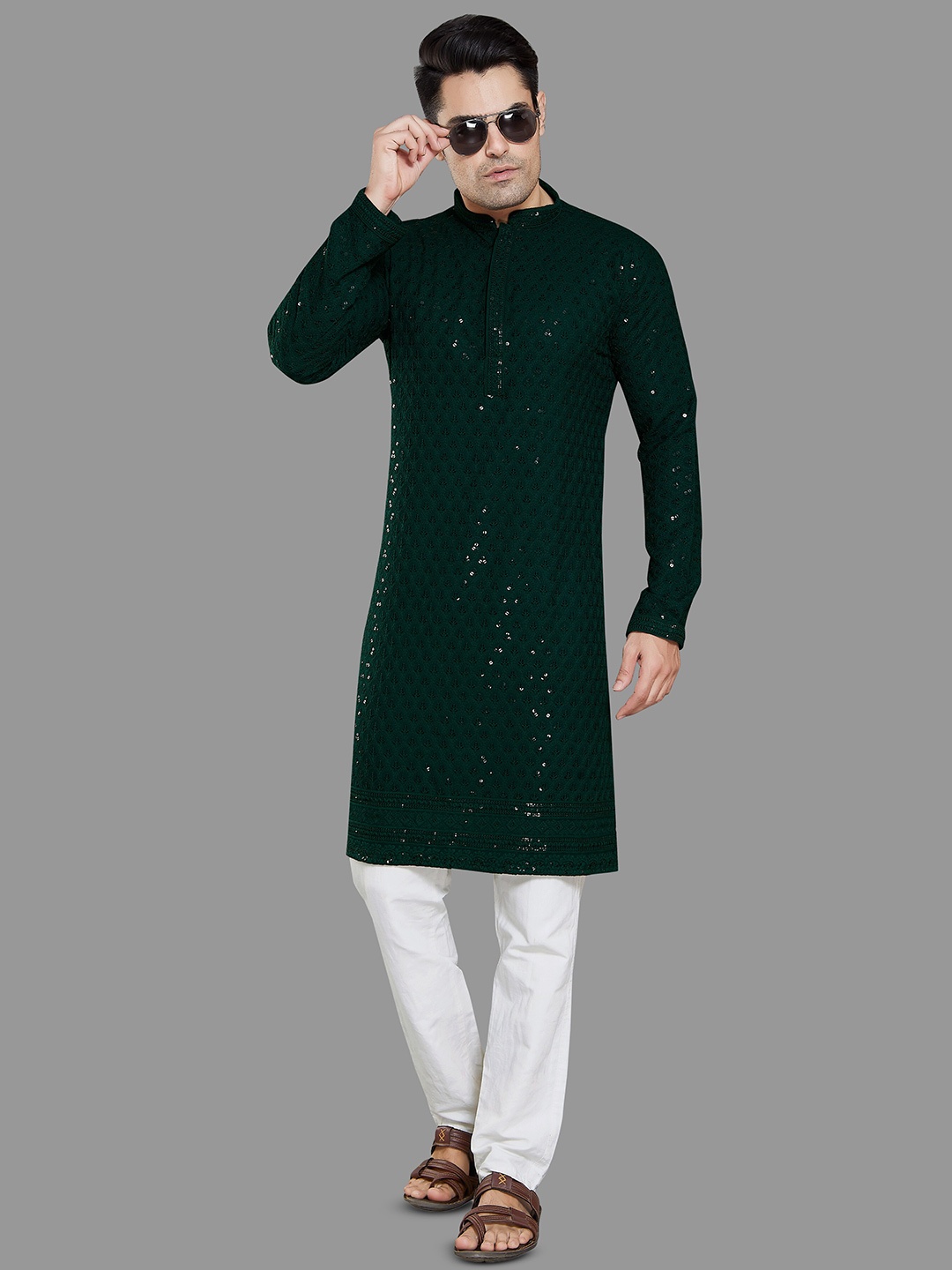 

Rani Saahiba Embellished Sequinned Kurta, Green