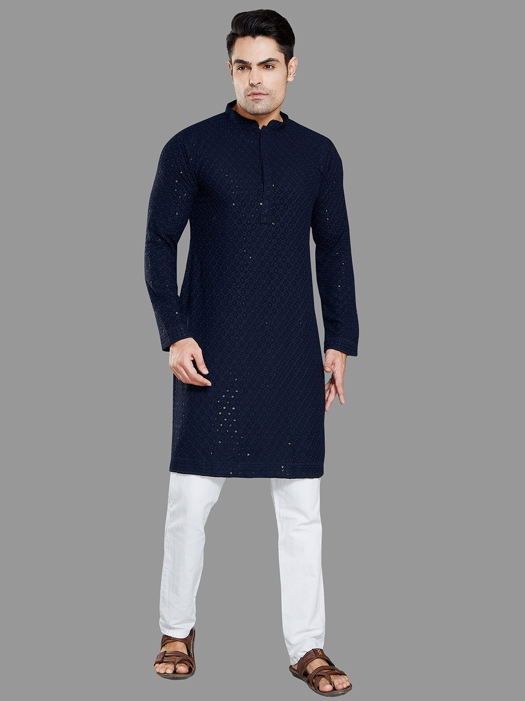 

Rani Saahiba Embellished Sequinned Kurta, Navy blue