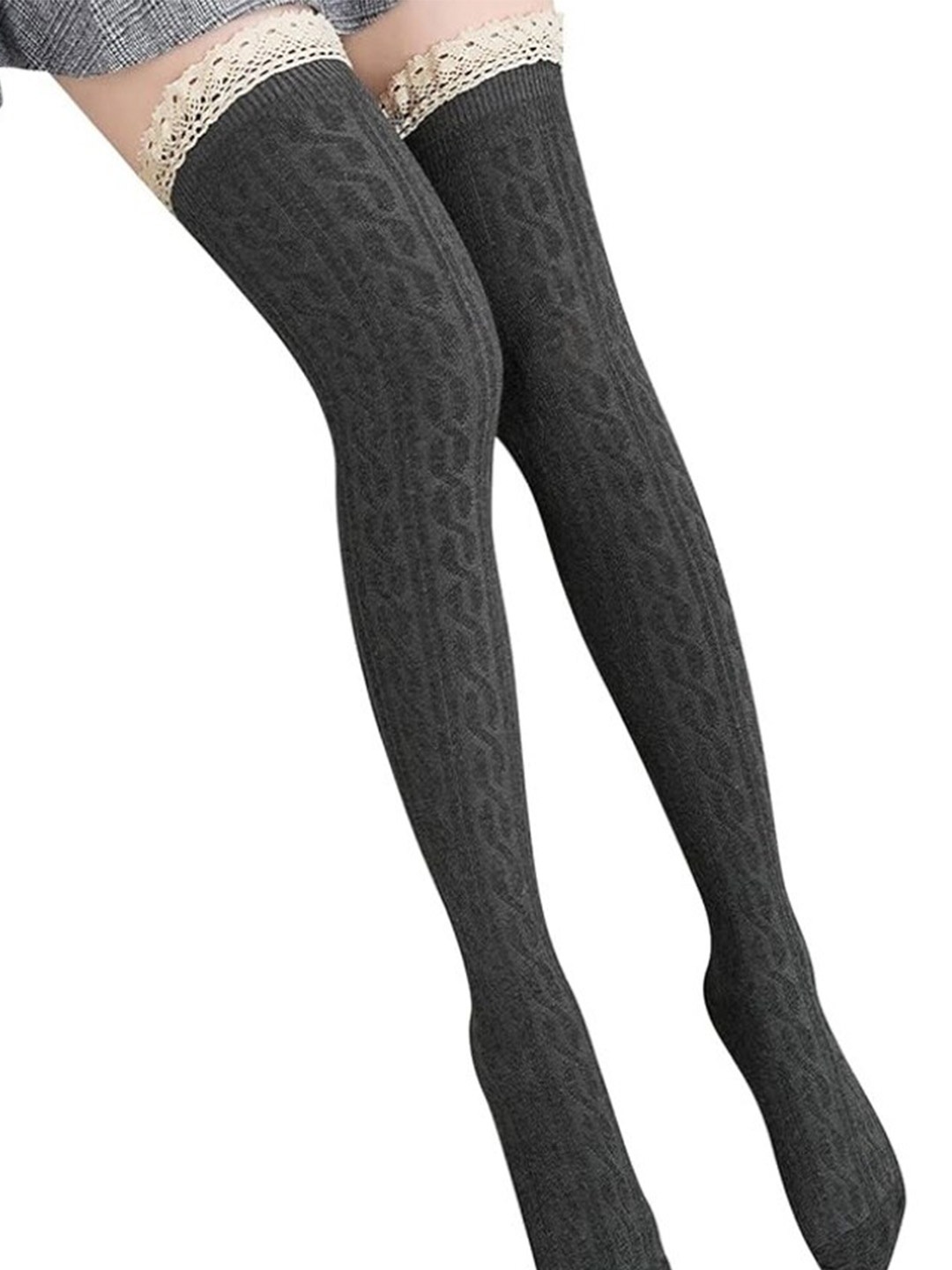 

EL REGALO Women Above Knee Length Socks, Grey