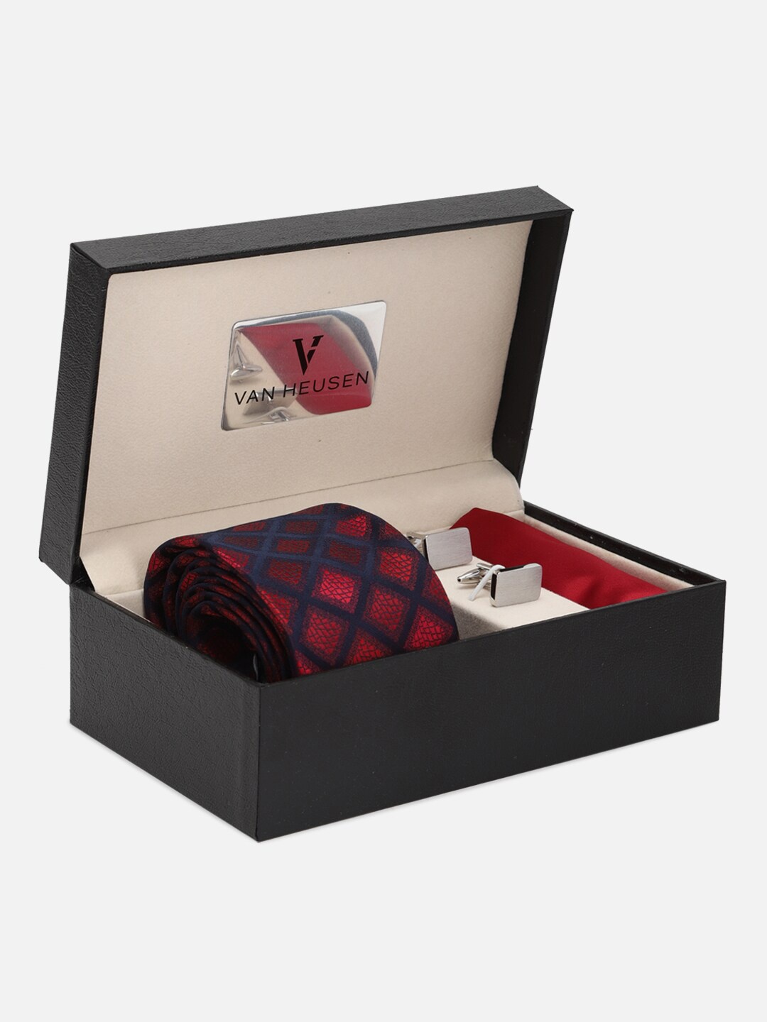 

Van Heusen Men Tie Pocket Square & Cufflink Gift Set, Maroon