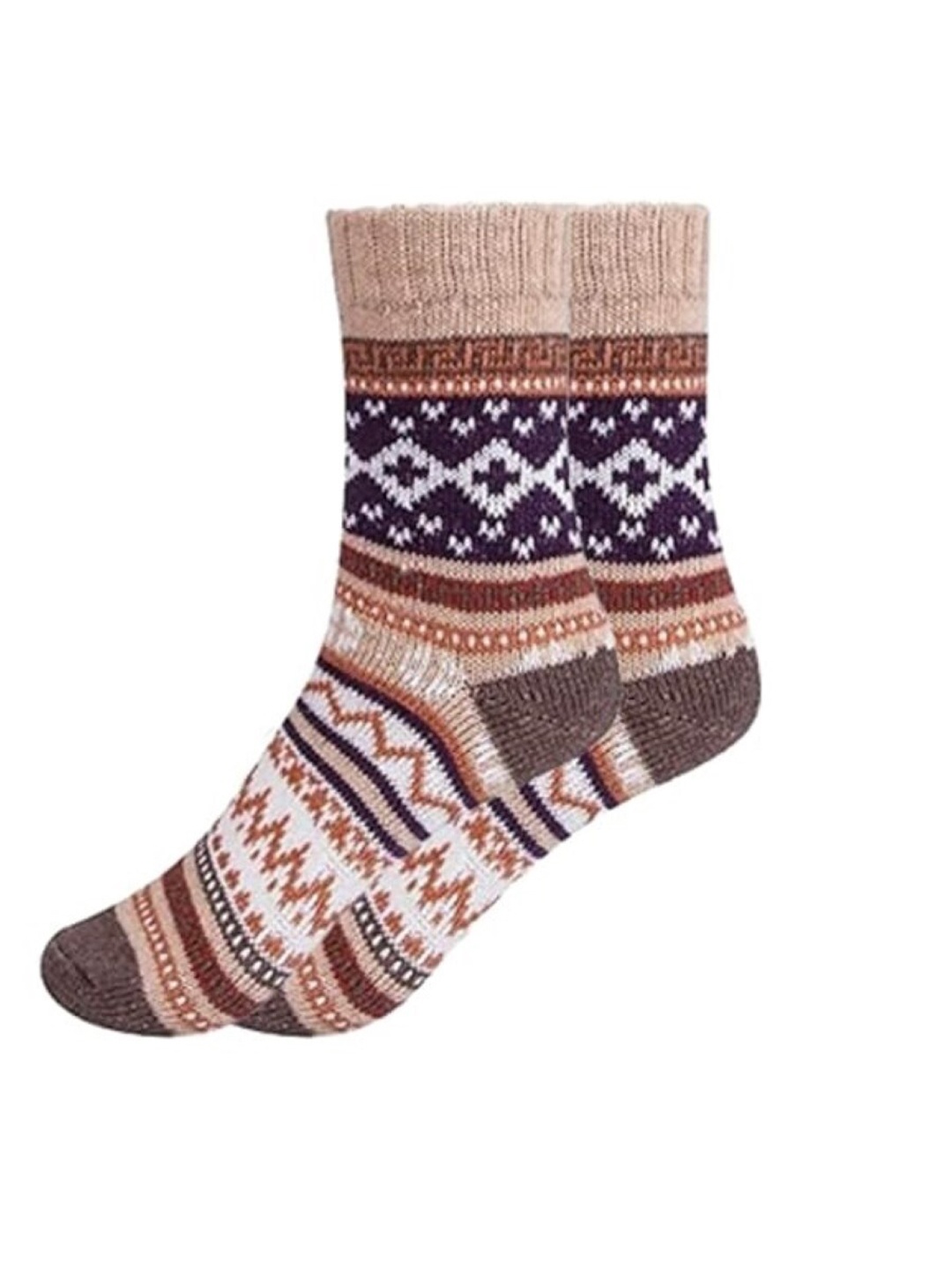 

EL REGALO Patterned Ankle Length Socks, Brown