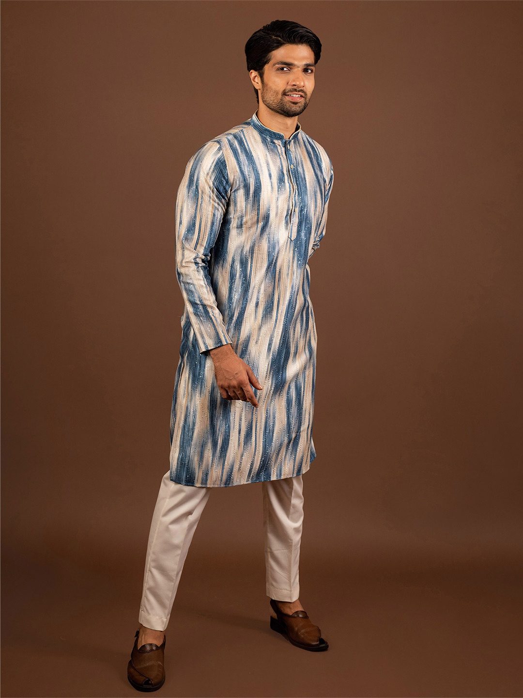 

KISAH Abstract Printed Cotton Kurta, Blue