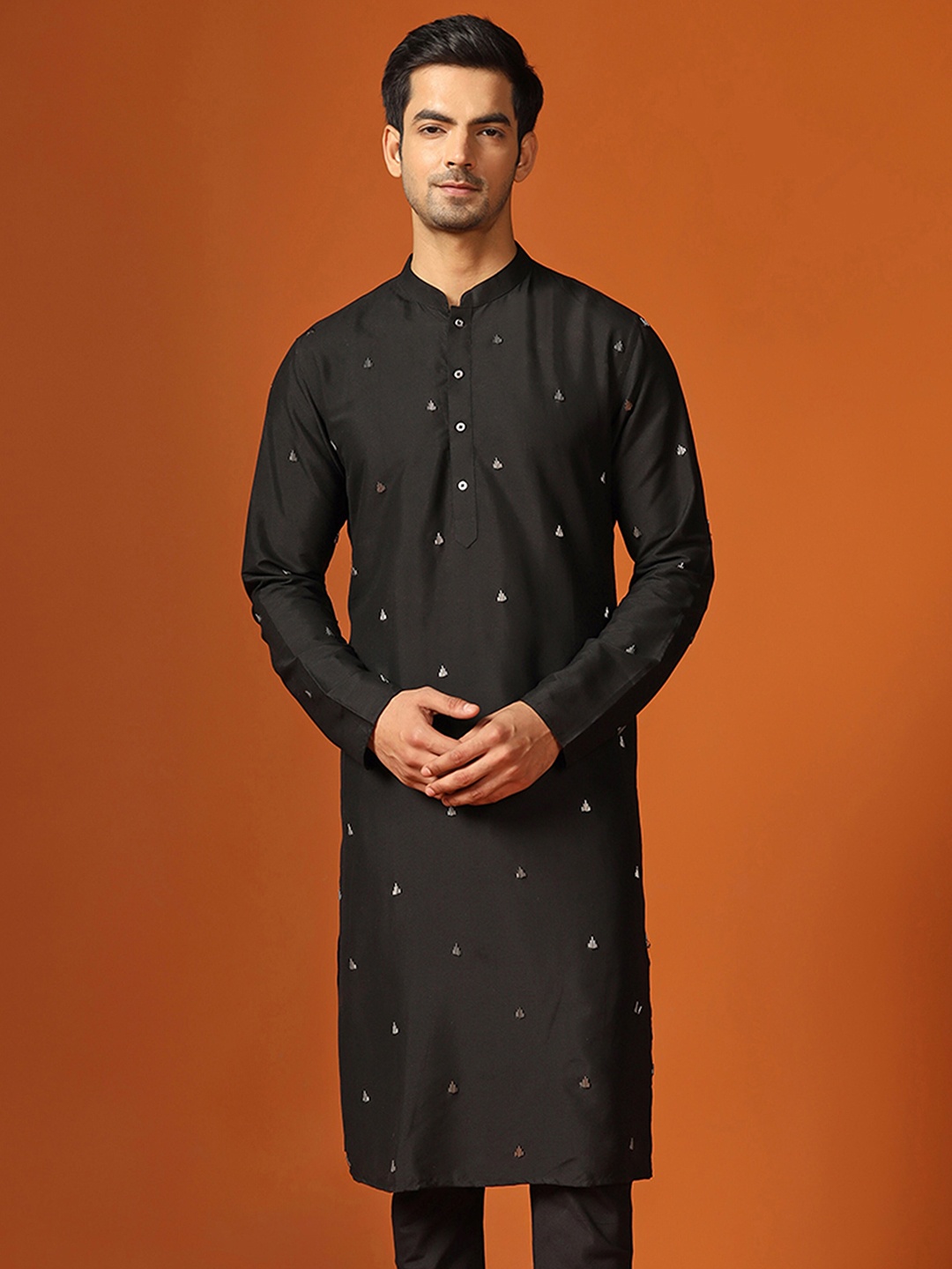 

KISAH Embellished Cotton Kurta, Black