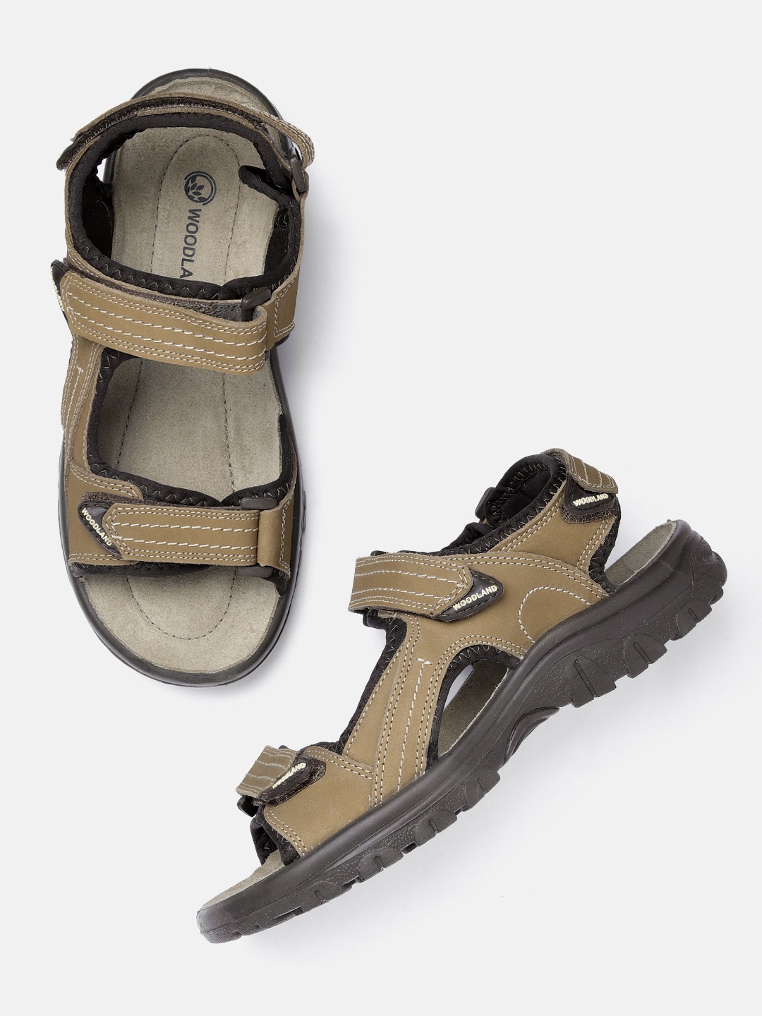 

Woodland Men Nubuck Leather Comfort Sandals, Khaki