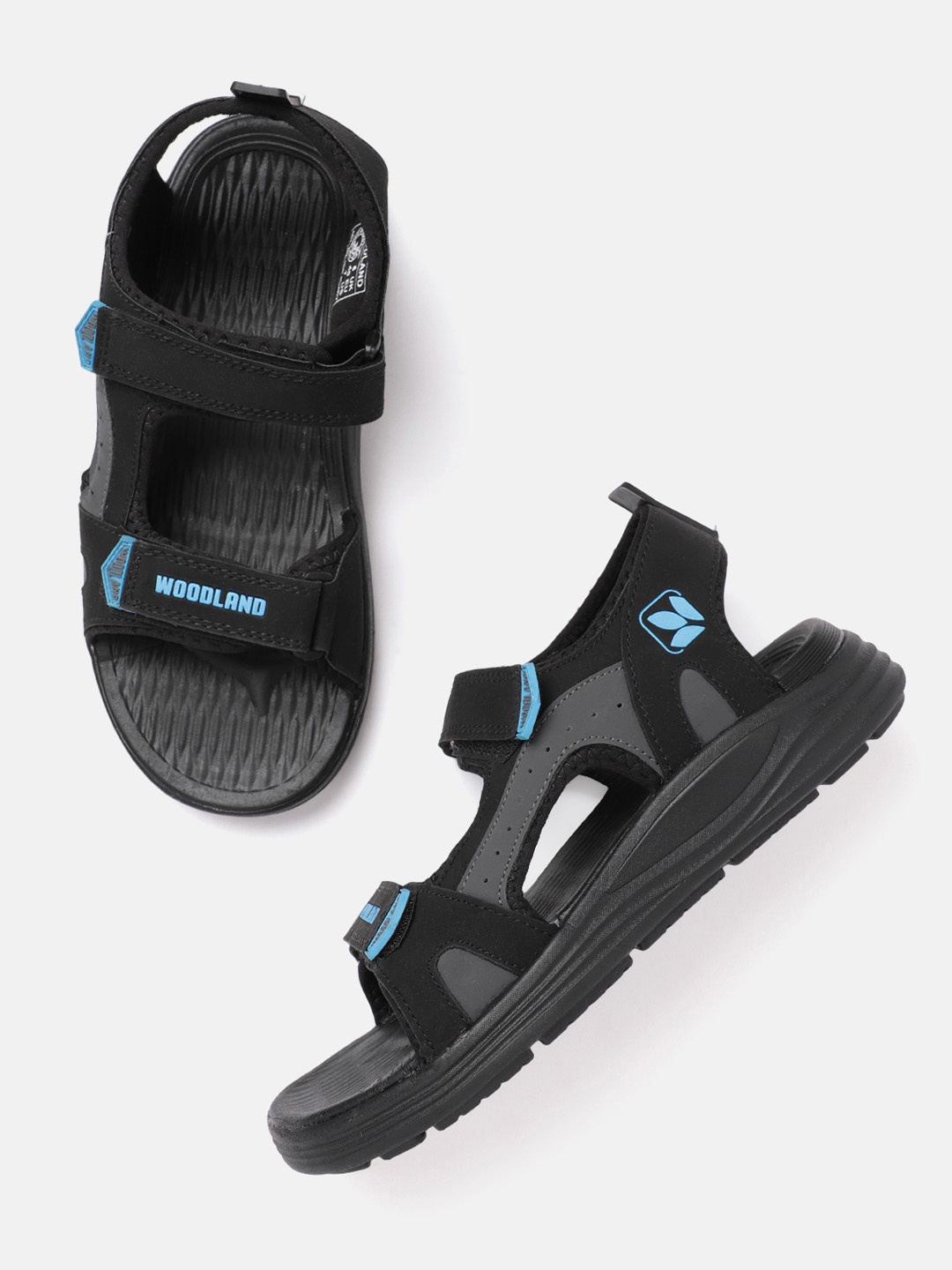 

Woodland Men Brand Logo Printed Sports Sandals, Black