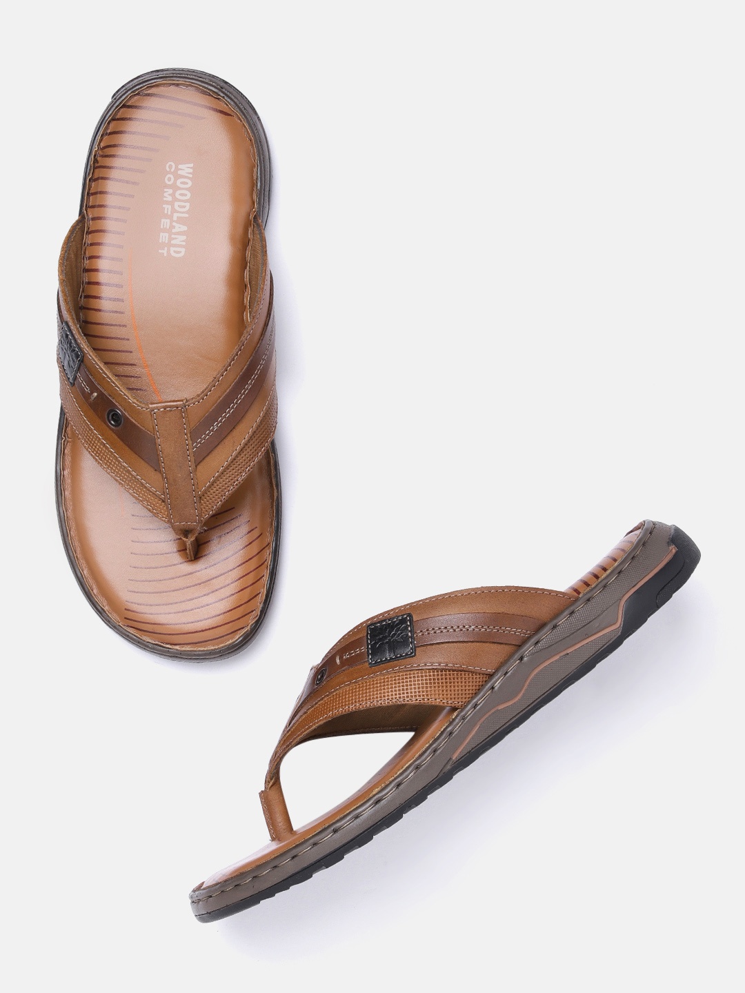 

Woodland Men Leather Comfort Sandals, Tan