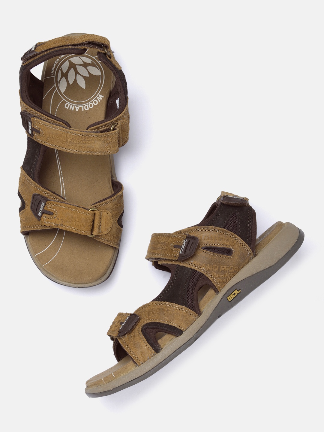 

Woodland Men Leather Comfort Sandals, Camel brown