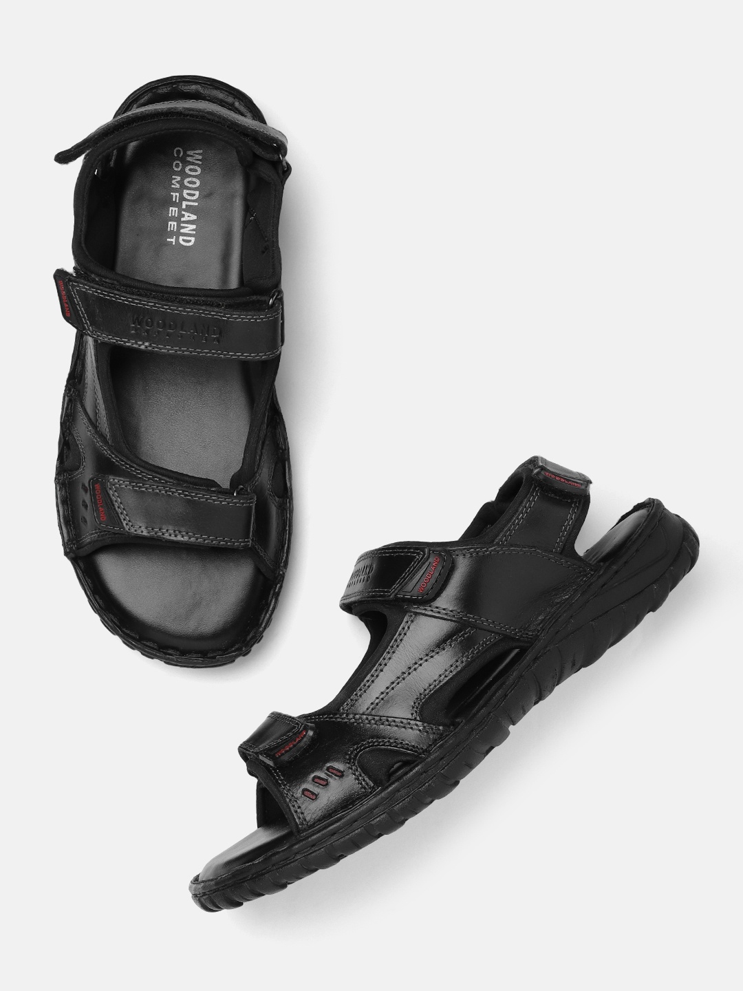 

Woodland Men Leather Comfort Sandals, Black