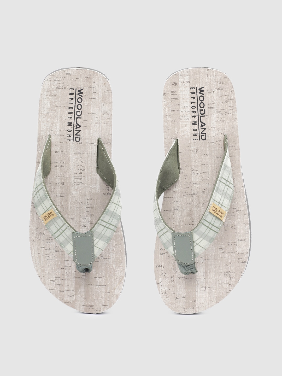 

Woodland Men Checked Thong Flip-Flops, Green