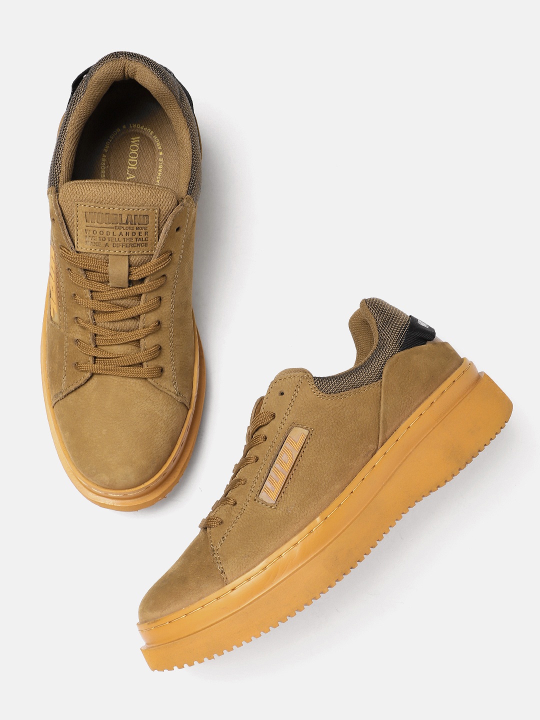 

Woodland Men Round-Toe Everyday Extra-Light Nubuck Sneakers, Camel brown