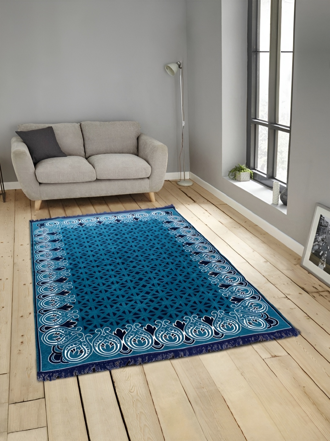 

ZESTURE Blue Printed Carpet