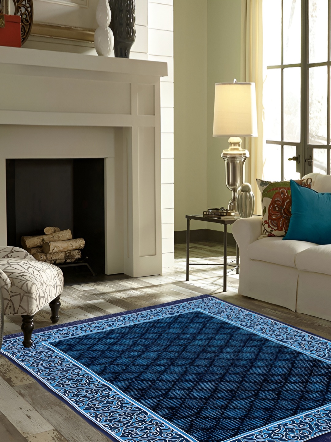 

ZESTURE Blue Printed Carpet