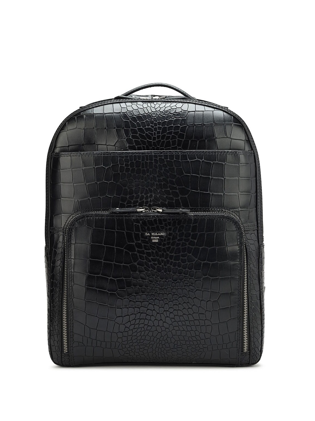 

Da Milano Men Textured Leather Backpack - Up to 15 inch Laptop, Black
