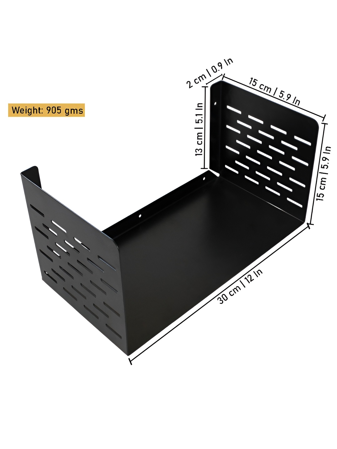 Spillbox Black Metal Basic Wall Shelf